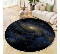 Tapis Rond Galaxie D'Andromède, Tapis D'Intérieur Antidérapant, Durable Et Lavable, Ciel Étoilé Fantastique, Convient pour Le Salon, La Chambre, Cuisine Ou Salle À Manger - Bleu Foncé - 160 Cm Rond