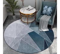 Tapis Rond Géométrie Bleue Microfibre Tapis Lavable en Machine,Tapis Entree Interieur Tapis Couloir,Tapis Salon Rond Doux Et Confortable Moderne Tapis Antidérapant Petit Tapisdiamètre 100Cm