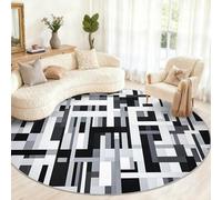 Tapis Rond géométrique de 180 cm, Moderne et Tendance pour Salon, Grand Tapis Rond Lavable pour Chambre à Coucher, Table à Manger, décoration d'intérieur
