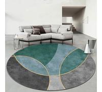 Tapis rond géométrique moderne de 60 cm - Élégant tapis intérieur/extérieur pour entrée, salon, chambre à coucher, salle de bain, terrasse - Design chic noir, blanc, gris, vert
