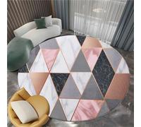 Tapis Rond Géométrique Or Rose Noir Triangles Douce 150 cm, Tapis Circulaire Marbre Blanc Imprimé Antidérapant Lavable en Machine Descente de lit Décoration pour Salon Salle à Manger Bureau Cuisine
