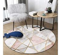 Tapis Rond Géométrique pour Salon et Chambre à Coucher - Gris Rose - Diamètre 80cm à 200cm
