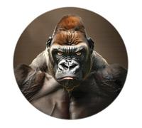 Tapis Rond Gorilla Animal 160cm - Moderne Lavable Non Antidérapant Mince Pliable Cercle Tapis pour Salon Porche Salle D’Eau Bibliothèque Salle D’Exposition