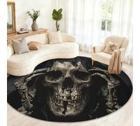 Tapis Rond Gothique - Motif fantômes - Lavable - pour Chambre d'enfant, Salle de Jeux, Table Basse - 100 cm