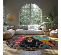 Tapis Rond Graffiti Chimp Dorm Room « Follow Your Dreams » - Tapis de Sol Circulaire Lavable antidérapant Doux à Poils Ras pour Chambre à Coucher pièce Nuit à d’Enfant Salle de Jeux décor 240cm