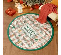 Tapis Rond Grille Vert Foncé Tapis Exterieur Rond pour Jardin Terrasse Intérieur Salon Chambre Antidérapant Court en Peluche Doux Lavable en Machine 100 cm
