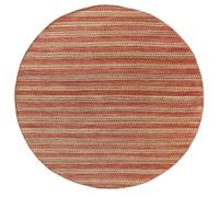 Tapis Rond - HAMID - Olivia - 100% Jute Naturel - 200 x 200 cm - Blanc/Rouge