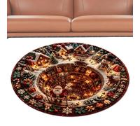 Tapis rond illusion d'optique de Noël 3D | Tapis Illusion de Noël pour la maison, l'entrée, le salon, la chambre à coucher, la salle à manger