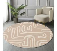 Tapis Rond Illustration d'art Abstrait Salon Classic Shaggy Chambre Effet Labyrinthe Poils Ras Antidérapant Fluffy pour Rugs (140Cm, Beige Clair)