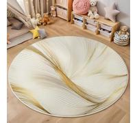 Tapis Rond,Impression 3D Lignes Flottantes Sol Antidérapant Lavable,Art Abstrait Intéressant Moquette pour Salon Chambre des Enfants Balcon Décoration D'Entrée Coucher,Platine,120Cm