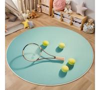 Tapis Rond,Impression 3D Raquette De Tennis Volante Sol Antidérapant Lavable,Art Minimaliste Intéressant Moquette pour Salon Chambre des Enfants Balcon Décoration D'Entrée Coucher,Bleu Clair,180Cm