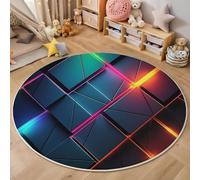 Tapis Rond,Impression 3D Rectangle Clair Sol Antidérapant Lavable,Géométrie Abstraite Intéressant Moquette pour Salon Chambre des Enfants Balcon Décoration D'Entrée Coucher,Gris,120Cm