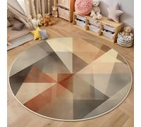 Tapis Rond,Impression 3D Rectangle Triangle Sol Antidérapant Lavable,Géométrie Abstraite Intéressant Moquette pour Salon Chambre des Enfants Balcon Décoration D'Entrée Coucher,Marron Beige,140Cm