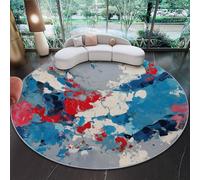 Tapis Rond Impressionnisme Aplats De Couleur Coups De Pinceau Salon Chambre Antidérapant Doux Imprimé Lavable Décoration Intérieur Tapis Circulaire Rond Bleu pour Chambre À Coucher 180 Cm