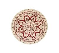 Tapis Rond Imprimé "Mandala" 120cm Terracotta Orange G