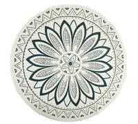 Tapis Rond Imprimé "Mandala" 90cm Blanc Blanc G
