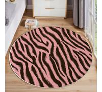 Tapis Rond Imprimé Zèbre Peint À La Main Pour Salon, 60 Cm, Grand Tapis Esthétique Animale, Rose Et Noir, Lavable Confortable, Antidérapant Doux Facile À Nettoyer Pour Chambre À Coucher De Chevet