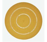 Tapis rond - Jaune Moutarde - 120 cm - Coton - Ajouré - Style Bohème