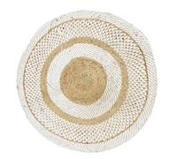 Tapis Rond Déco en Jute "Imprimé" 90cm Blanc