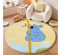 Tapis Rond Koala Bleu Jaune Tapis Exterieur Rond pour Jardin Terrasse Intérieur Salon Chambre Antidérapant Court en Peluche Doux Lavable en Machine 100 cm