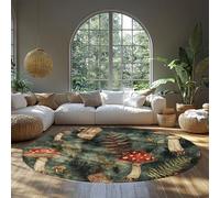 Tapis Rond Lavable 150cm（Rond） Rugs Rond Doux antidérapant Tapis Circulaire à Motif forêt pour Chambre Chambre Chambre Cuisine Dessins animés Mignons Rugs pour espaces intérieurs