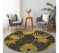 Tapis rond lavable à motif dragon chinois lotus antidérapant pour intérieur - 180 cm - Rouge