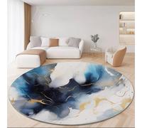Tapis Rond Lavable en Machine 120 cm - Abstrait Encre Tache Lignes Tapis Rond imprimé antidérapant à Poils Courts pour Salon Chambre d'enfant décoration de Chambre, Coloré