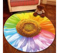 Tapis Rond Lavable en Machine 120cm, Morbuy 3D Multicolore Interieur Anti Slip Chambre à Coucher Salon Tapis d'Entrée Absorbant Antidérapant (120cm,Tournesol coloré)