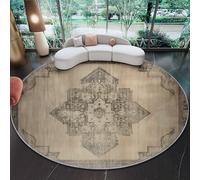 Tapis Rond Lavable en Machine 160 cm, Beige Carpette Douce Antidérapant Flanelle, Géométrique Délicat Illustration de Losange Imprimé Tapis pour Salon Chambre Canapé Natte Couleur
