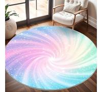 Tapis Rond Lavable en Machine Arc-En-Ciel Tourbillonnant Starlight Décoration de chambre pour adultes et Enfants, Coloré Antidérapant Doux Poils Ras Grand Tapis Rond de Salon, 100cm Circulaire