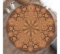 Tapis Rond Lavable en Machine, Chickw1 Impression de Mandala Interieur Anti Slip Chambre à Coucher Salon Tapis de Chaise de Bureau Antidérapant Résistant à l'usure (Mariage de Style européen,100cm)