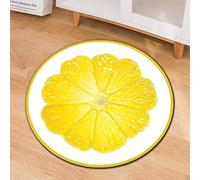 Tapis Rond Lavable en Machine, Morbuy Interieur Anti Slip Chambre à Coucher Salon Tapis d'Entrée Absorbant Antidérapant - Impression 3D de Fruits et légumes (Citron,120cm)