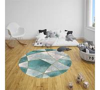 Tapis Rond Lavable en Machine, Morbuy Style géométrique Simple Interieur Anti Slip Chambre à Coucher Salon Tapis d'Entrée Absorbant Antidérapant (Vert dégradé,100cm)