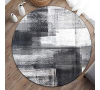 Tapis Rond Lavable en Machine, Morbuy Style Nordique Art Abstrait Interieur Anti Slip Chambre à Coucher Salon Tapis d'Entrée Absorbant Antidérapant (Graffiti Noir,60cm)