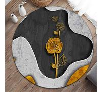 Tapis Rond Lavable en Machine, Morbuy Style Nordique Art Abstrait Interieur Anti Slip Chambre à Coucher Salon Tapis d'Entrée Absorbant Antidérapant (Rose dorée,100cm)