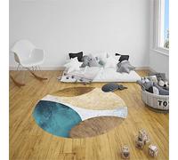 Tapis Rond Lavable en Machine, Morbuy Style Nordique Interieur Anti Slip Chambre à Coucher Salon Tapis d'Entrée Absorbant Antidérapant (Minimalisme,80cm)