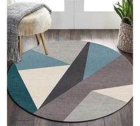 Tapis Rond Lavable en Machine, Morbuy Style Nordique Interieur Anti Slip Chambre à Coucher Salon Tapis d'Entrée Absorbant Antidérapant Tapis géométrique (Baroque,100cm)