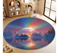 Tapis Rond Lavable en Machine, Reflet du Géant de Glace Absorbant Anti Slip pour Salon Antidérapant Imprimé Tapis pour Salle à Manger Chambre d’Enfant Nurserie Dortoir, Paysage Céleste 180 cm