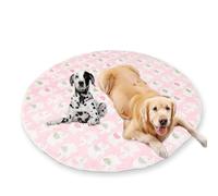 Tapis rond lavable ultra doux en peluche apaisante pour chien - Tapis rafraîchissant et antidérapant et imperméable - Taille M - 75 cm - Rose