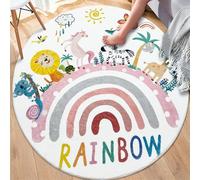Tapis Rond,Lion Animal Motif Arc-en-Ciel Moderne, Rose, ø 100 cm, Small Area Carpet Room Decor Floor Rug Decorative Home Accessories Under Table Chair,