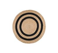 Tapis rond MAORI en Jute naturelle 90 x 90 cm - Naturel et Noir