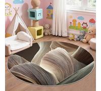 Tapis Rond Marron 120 cm Tapis À Poils Courts Lavable, Doux Antidérapant Tapis Salon Et Moderne Abstrait Artistique Minimaliste Plumes Pour Entrée Intérieur, Chambre, Cuisine, Chambre D'enfant