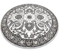 Tapis rond MATEO 8037/644 Motif moderne cadre, fleurs - gris texturé cercle gris TAILLE 100 cm