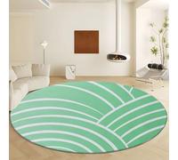 Tapis Rond Minimalisme Antidérapant 200 cm, Tapis Rayures Géométriques en Demi-Cercle Lavable en Machine Paillasson d’entrée pour Salle à Manger Chambre d’Enfant Nurserie Décoration