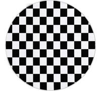 Tapis Rond Minimalisme Écossais Élégant Lavable en Machine 150 cm, Paillasson Noir imprimé antidérapant à Poils Courts pour Salon Chambre d'enfant Chambre de Gamer