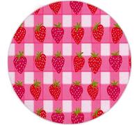 Tapis Rond Minimalisme Écossais Fruit Fraise Lavable en Machine 80 cm, Paillasson Rose imprimé antidérapant à Poils Courts pour Salon Chambre d'enfant Chambre de Gamer