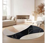 Tapis Rond Minimalisme Lignes Abstraction Lavable Antidérapant Doux pour Salon, Chambre Ou Bureau - Tapis Moderne Décoratif Or À Poils Courts, Confortable Et Durable