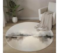 Tapis Rond Minimalisme Obscurité Salon, Tapis de Sol Décoration Imprimé Simple Reflet du Lac, Doux Machine Antidérapant Gris Clair Moquette, pour Salle à Manger, Chambre d’Enfant Nurserie 120cm