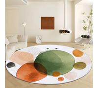 Tapis Rond Minimaliste Formes Ovales Abstraites Ø 100 cm, Tapis Antidérapant Lavable en Machine Blanc Imprimé - Moquette Douce en Microfibre à Poil Bas pour Salon Chambre à Coucher Chambre Enfant