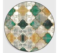 Tapis rond moderne 100 cm - Motif géométrique doux pour décoration d'intérieur, salon, chambre à coucher - Style vintage crème beige blanc ge jaune vert